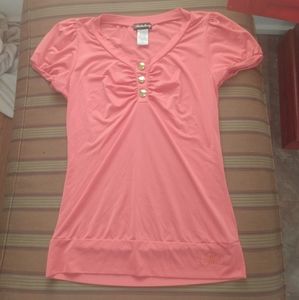 Coral gold button top